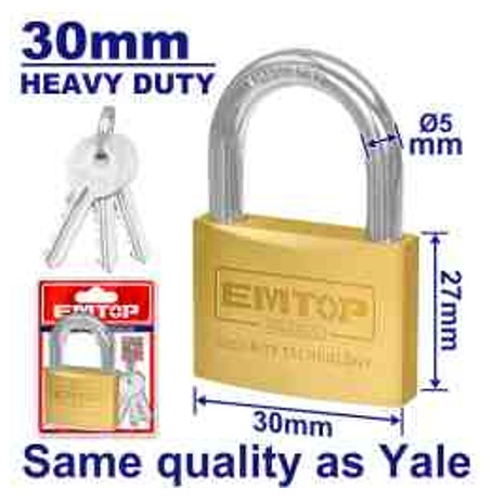 30mm Brass Padlock 84g Solid Brass Cylinder with 3 Keys